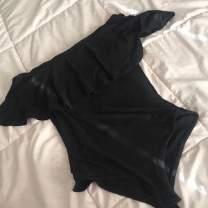 Black off the shoulder bodysuit